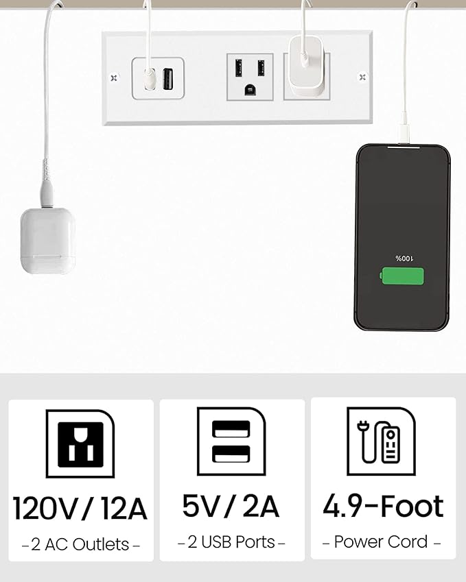 TUTOTAK End Table with Charging Station, Small Side Table with Outlets - Image 7