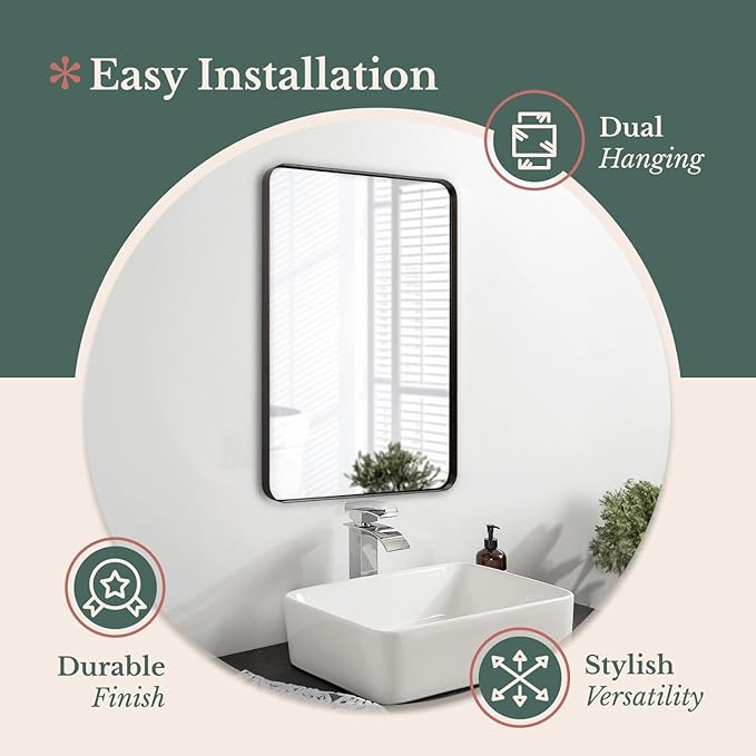 Hamilton Hills 24x36 Inch Metal Black Frame Mirror - Image 5