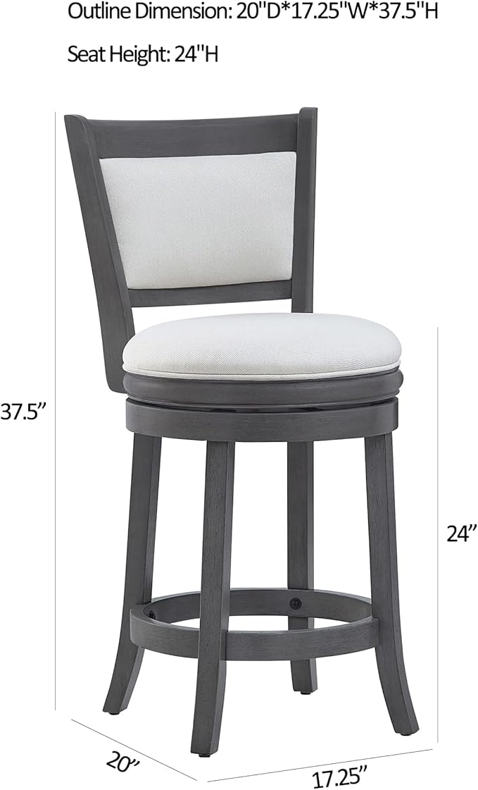 Ball & Cast Upholstered Swivel Counter Stools Kitchen Bar Stools 24" Seat - Image 3
