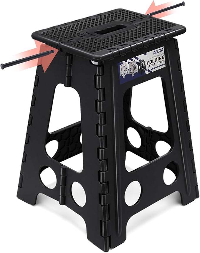 Delxo Folding Step Stool 17.5 Inch Non-Slip Foldable Stools Up to 300 LBS by Delxo