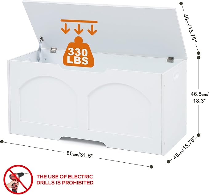 Storage Chest, 31.5" Storage Trunk Chest, Retro Entryway Bench, Supports 330 lbs - Image 4