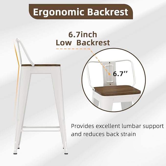 26 Inch Swivel Bar Stools Set of 4, Counter Height Bar Stools - Image 4