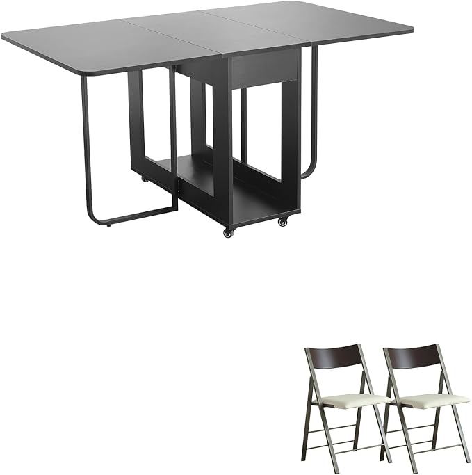 Folding table and chair set, dining table by Unknown