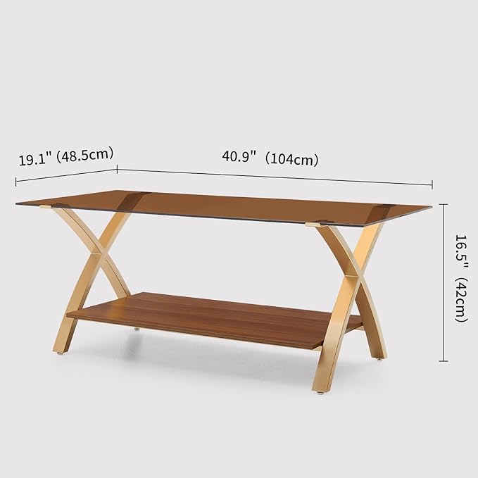 Coffee Table for Living Room and Bedroom, 2-Tier Mid-Century Modern Table - Image 2