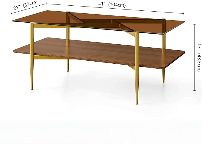 Rectangle Coffee Table, Mid-Century Modern Design, L41*W21*H17 inch, - Image 2