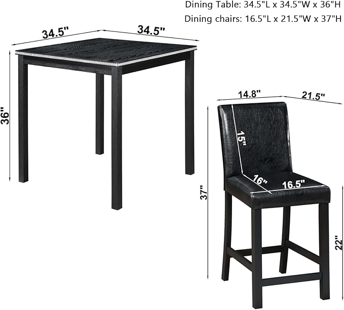 Dining Table Set for 4, 5-Piece Dining Room Table Set - Image 3