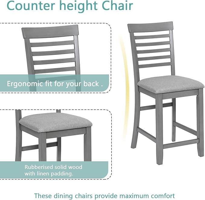 KEIKI 5-Piece Counter Height Dining Table Set - Image 6
