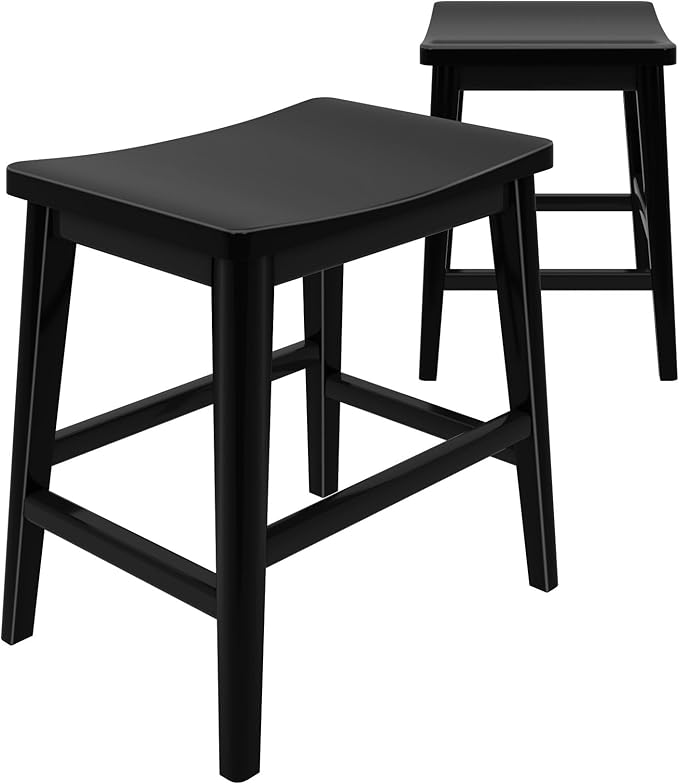 Plank+Beam Smythe Dining Stool, Sturdy Wood Modern Kitchen Stool, Saddle Seat by PlankBeam