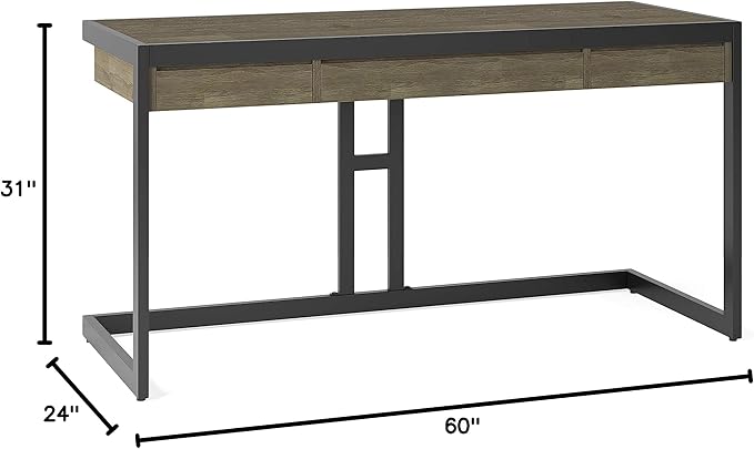 SIMPLIHOME Erina SOLID ACACIA WOOD Industrial 60 inch Wide Writing Office Desk - Image 11