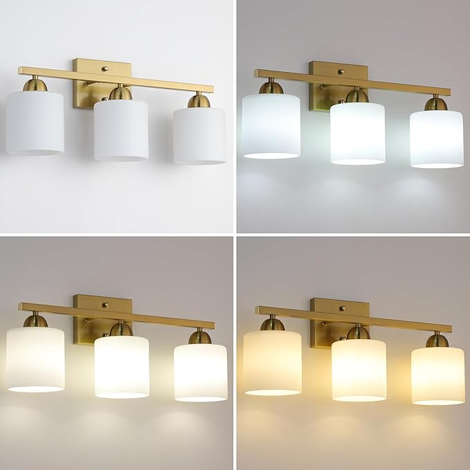 Stainless Steel Milk Glass Vanity Lights - Image 4