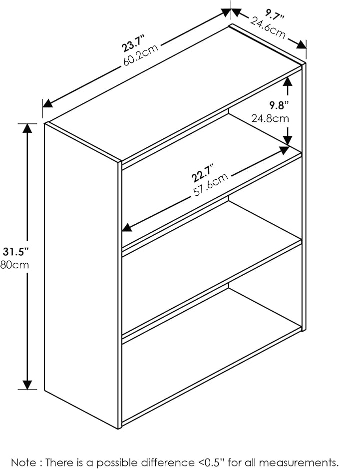Furinno Pasir 3-Tier Open Shelf Bookcase, Steam Beech - Image 3