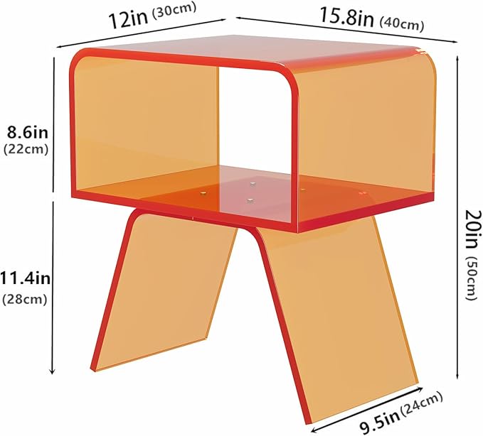 Acrylic Nightstand Side Table Modern nightstand Clear Home Decor Display End - Image 3
