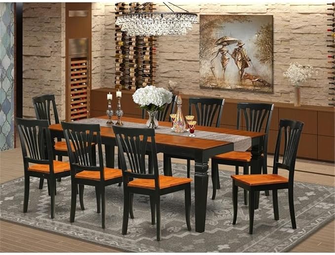 East West Furniture LGAV9-BCH-W 9 Piece Dining Room Furniture Set Includes a - Image 2