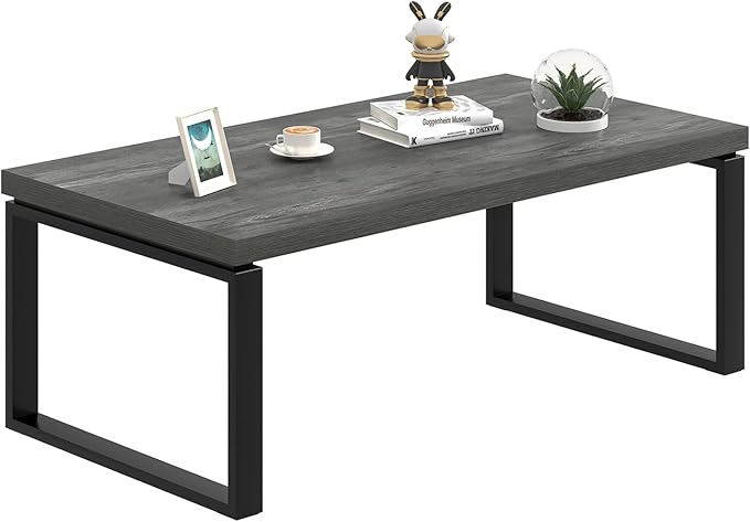 EXCEFUR Modern Coffee Table, Rustic Wood and Metal Center Table - Image 8