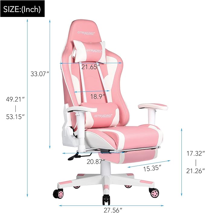 GTRACING Gaming Chair with Footrest Speakers Video Game Chair Bluetooth Music - Image 3