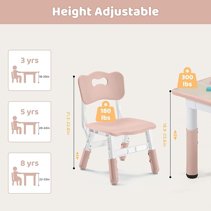 Kids Table & Chairs Set Height Adjustable - Image 4