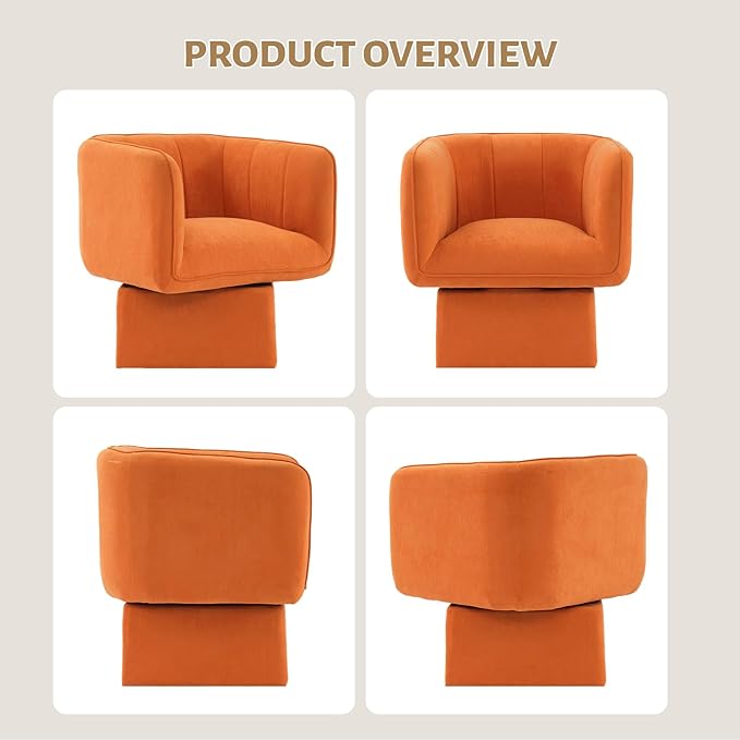 Swivel Accent Chair with Armrest, Modern Velvet Barrel Chair 360 Degree with - Image 5