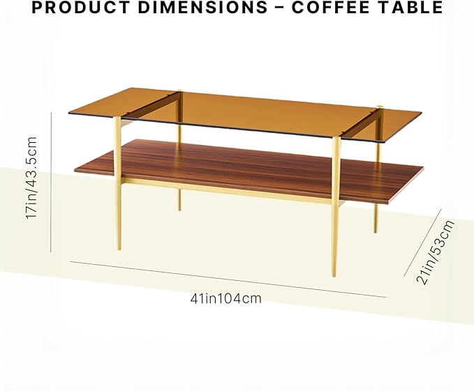 Shrine Rectangle Coffee Table, Mid-Century Modern Design, 2-Tier Structure - Image 2