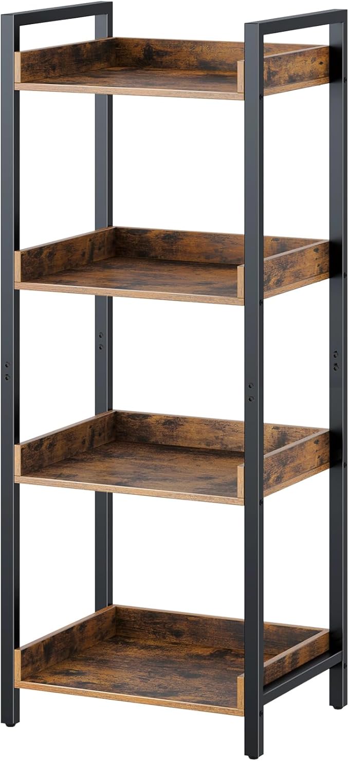 Rolanstar Bookshelf, 4-Tier Storage Rack, Narrow Corner Bookshelf, Display by Rolanstar