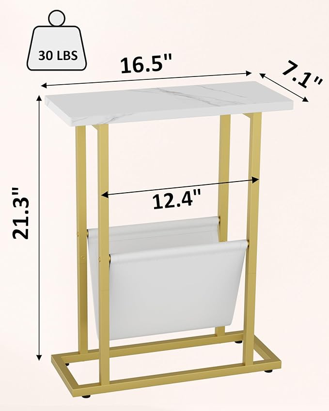 Yusong Narrow Side Table for Small Spaces, Small End Table - Image 3