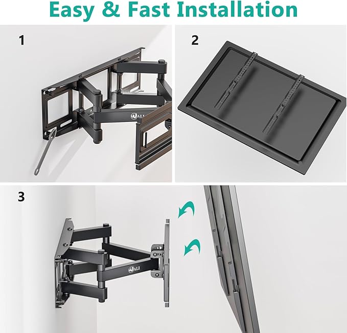 WALI Full Motion TV Wall Mount for Most 32-70 inch Flat Curved TVs, Swivel - Image 7