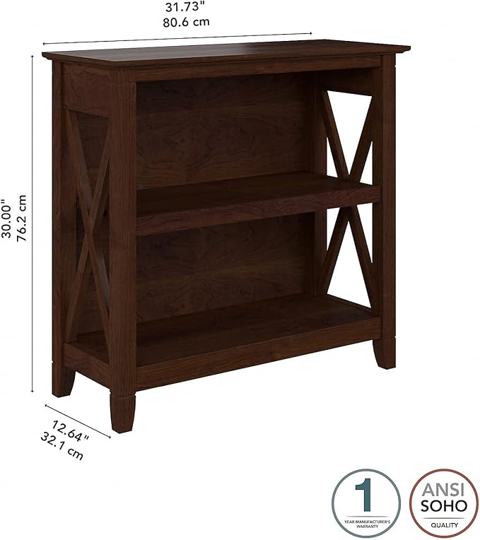Bush Furniture Key West Small 2 Shelf Bookcase in Bing Cherry, Compact Home - Image 3