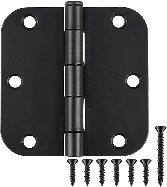 Interior Matte Black Hardware Door Hinges 3.5 Inch 30 Pack 3 1/2" Rounded 5/8" by TDCHINGES