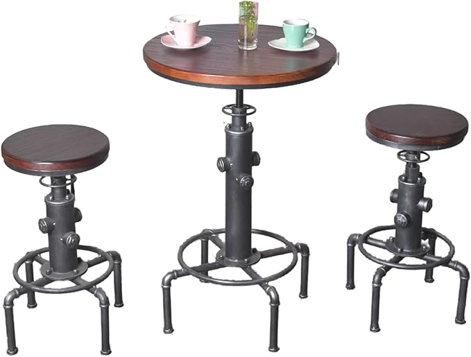 Topower Industrial Bar Table 31.5-41.3" Adjustable Pub Table Kitchen Dining - Image 9