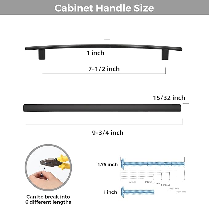 5 Pack Cabinet Handles 7.5" Hole Center - Image 3