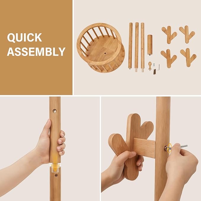 CozyDH Solid Wood Coat Rack Freestanding - Image 8