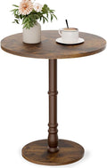 Round Side Table, Solid Wood Pillar, Large 15.7" Top, Small Accent Table by Homleke
