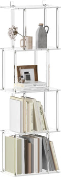 Acrylic Geometric Bookshelf for Small Spaces, 5-Tier Clear S Shaped Bookcase by CRTERICX