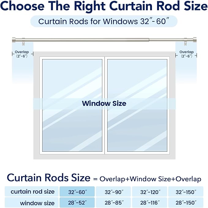 2 Pack Curtain Rods for Windows 28 to 48 Inch, 1 Inch Brushed Nickel Curtain - Image 5
