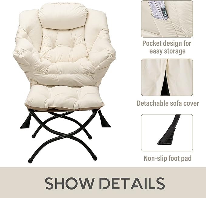 LITA Lazy Chair with Ottoman, Accent Contemporary Lounge Single Leisure - Image 6