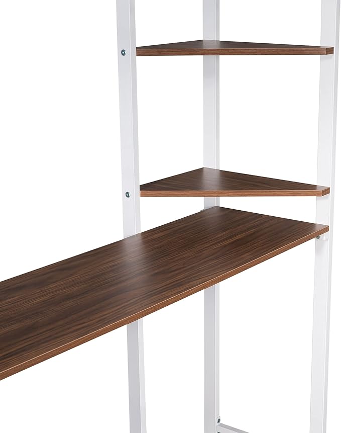Full Size Metal Loft Bed with 2 Storage Shelves and 1 Desk, Steel Structure Bed - Image 5