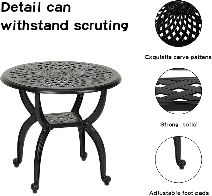 JARDIN DE CENTENNIAL Cast Aluminum Side/End Table, Anti-Rust Coffee Bistro Table - Image 5