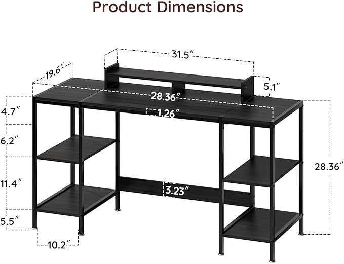 Computer Desk Gaming Desk with Monitor Stand, Home Office Desk Suitable - Image 3