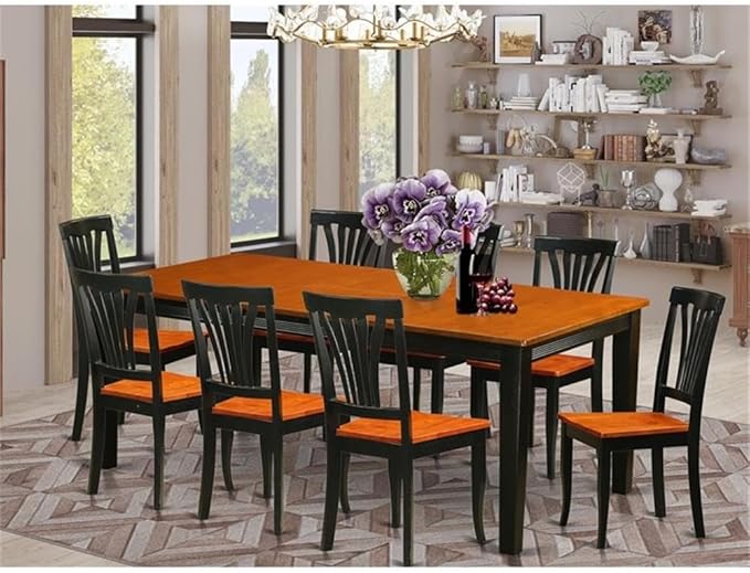East West Furniture QUAV9-BCH-W 9 Piece Dining Table Set Includes a Rectangle - Image 2