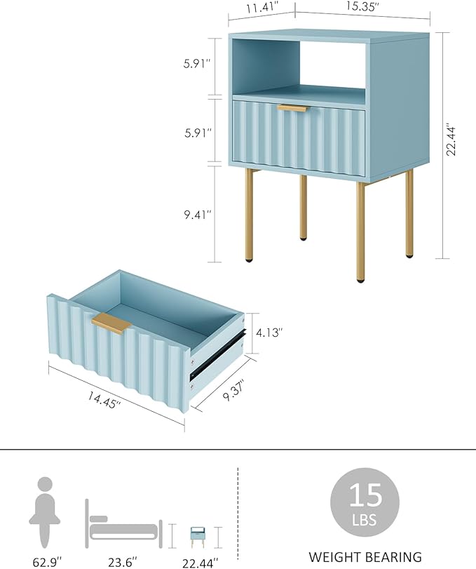 Nightstand, Modern Bedside Table - Image 2
