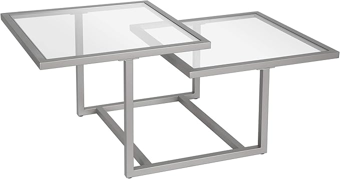 Henn&Hart 43" Wide Square Coffee Table in Nickel, Modern coffee tables - Image 14