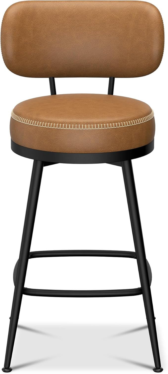 Counter Height Bar Stools, Faux Leather Kitchen Counter Stools - Image 8