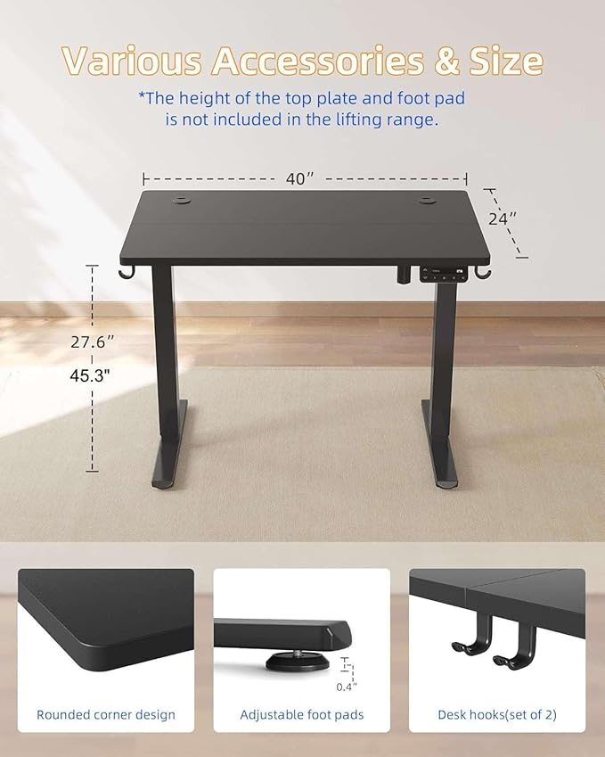 YIHAYO Electric Standing Desk, 40 x 24 Inches Stand Up Desk - Image 6