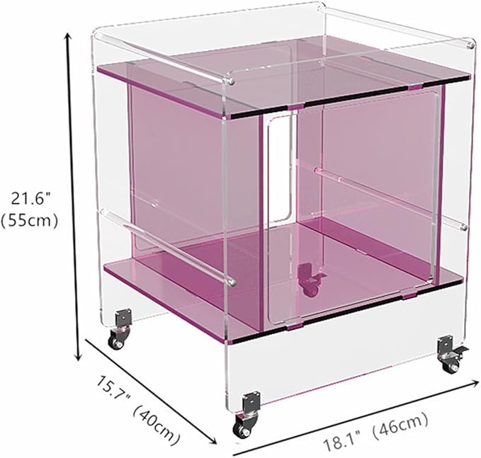Transparent Acrylic Mobile Side Table - Image 3