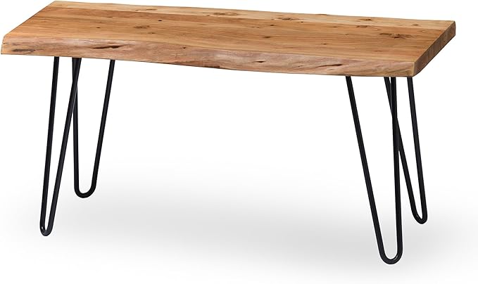 Alaterre Furniture 36-Inch Live Edge Wood Bench – Natural Acacia Wood Top - Image 8