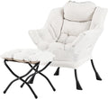 Lazy Chair with Folding Ottoman, Modern Accent Lounge Armchair with Armrests by MBOOYOME
