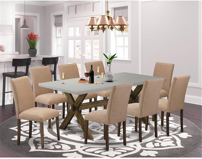 East West Furniture X797AB747-9 9 Piece Dining Room Set Includes a Rectangle - Image 2