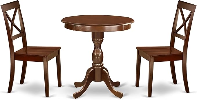 East West Furniture ESBO3-MAH-W 3 Piece Dining Room Table Set Contains a Round by EastWestFurniture