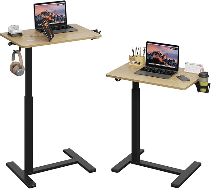 Gas Spring Adjustable Height Rolling Portable Laptop Desk, Mobile Standing Desk by Unknown
