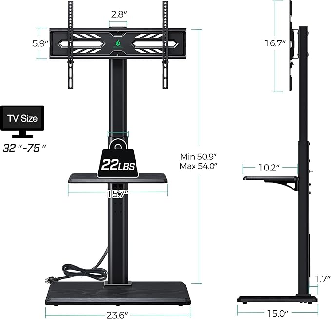 Greenstell TV Stand with Power Outlet & AV Shelf, Universal Floor TV Stand - Image 7
