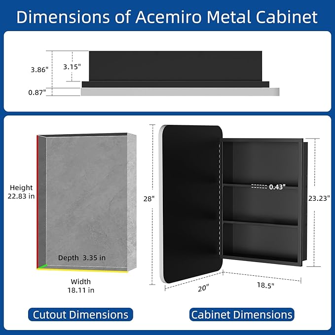 20x28 Inch Brushed Silver Recessed Medicine Cabinet - Image 2